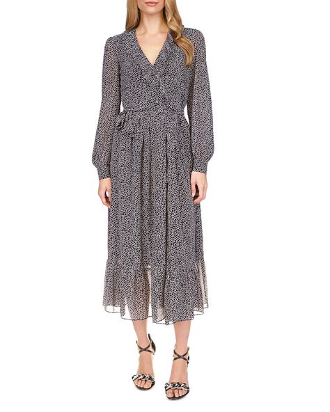 wrap dress michael kors|cloud print ruffled wrap dress.